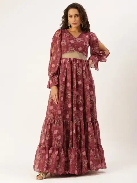 Brown Sequined Maxi Dress — view 3