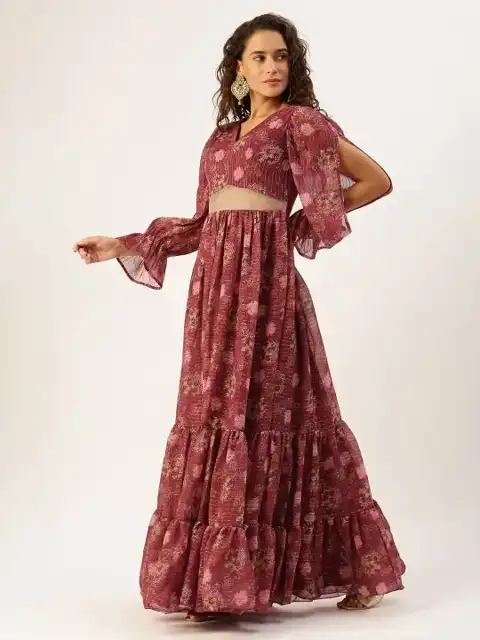 Brown Sequined Maxi Dress — view 4