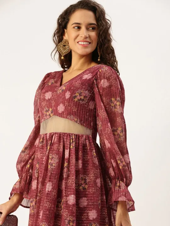 Brown Sequined Maxi Dress — view 1