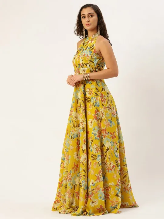 Yellow Floral Maxi Dress — view 4