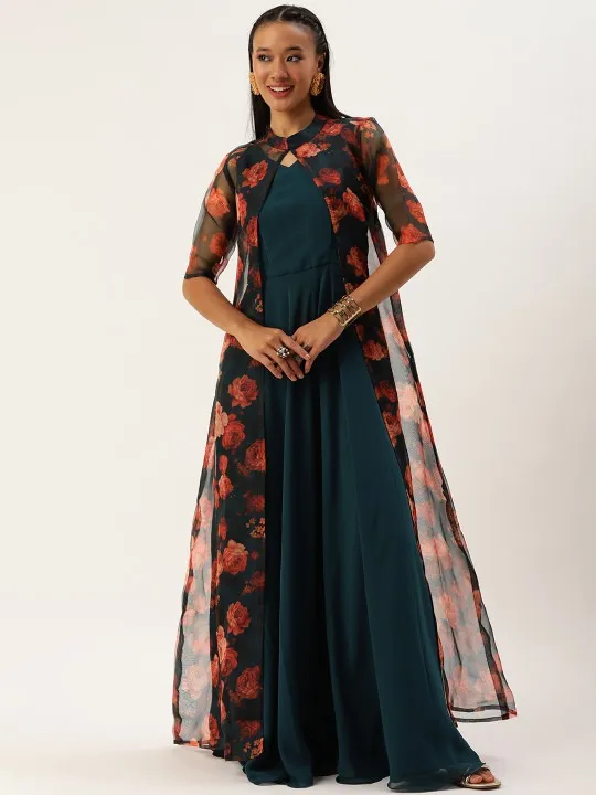 Black Floral Maxi Dress — view 1