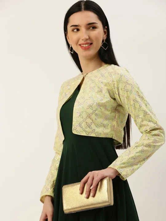 Beige Embroidered Maxi Dress — view 1