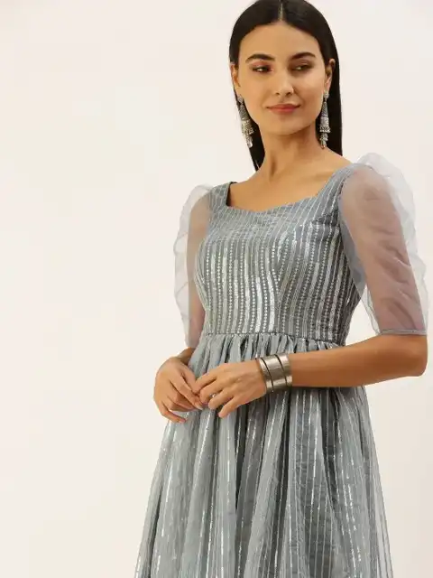 Grey Sequined Maxi Dress — view 3