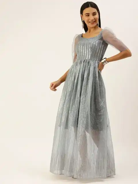 Grey Sequined Maxi Dress — view 4