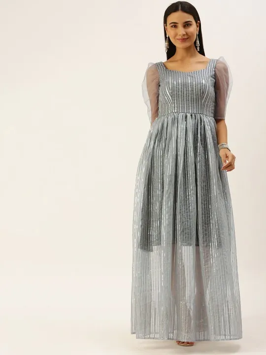 Grey Sequined Maxi Dress — view 1