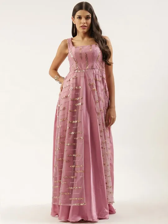 Purple Embroidered Maxi Dress — view 1