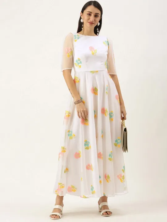White Floral Maxi Dress — view 1