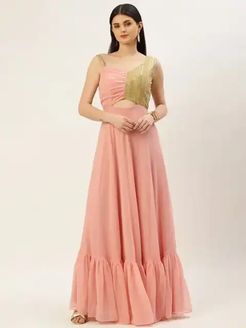 Pink Colourblock Maxi Dress — view 4