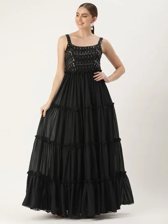 Black Sequined Maxi Dress — view 1