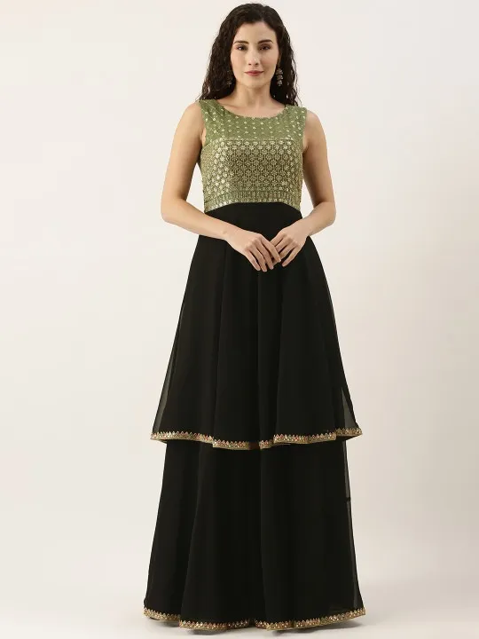 Black Embroidered Maxi Dress — view 1