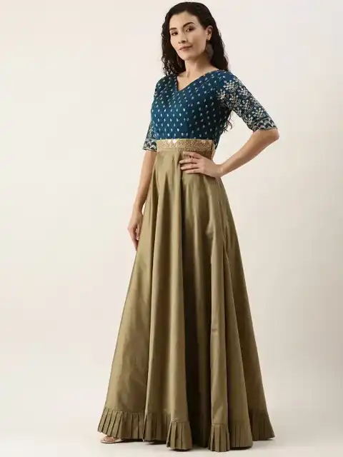 Blue Embroidered Maxi Dress — view 3