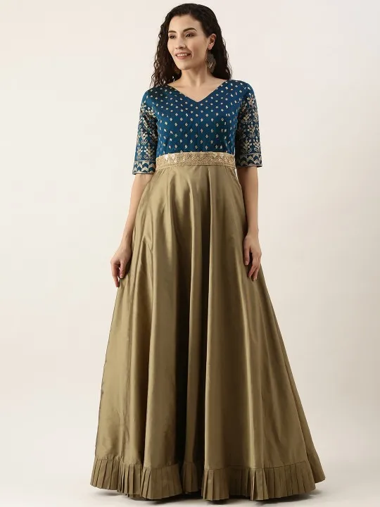 Blue Embroidered Maxi Dress — view 1