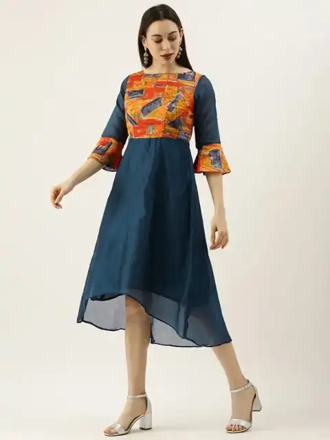 Blue Printed Maxi Dress — view 3