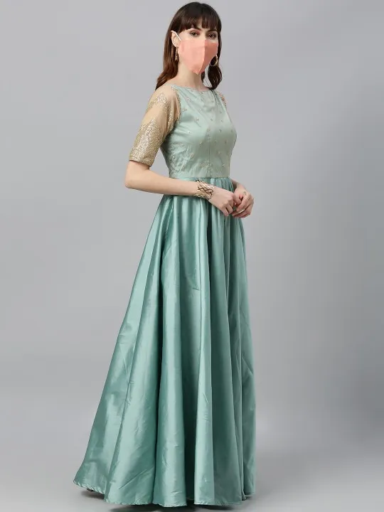 Green Embroidered Maxi Dress — view 3