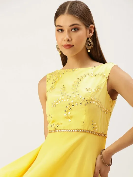 Yellow Embroidered Maxi Dress — view 2