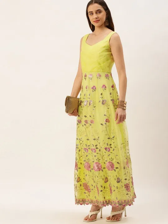 Pink Embroidered Maxi Dress — view 1