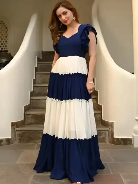 Beige Colourblock Maxi Dress — view 1