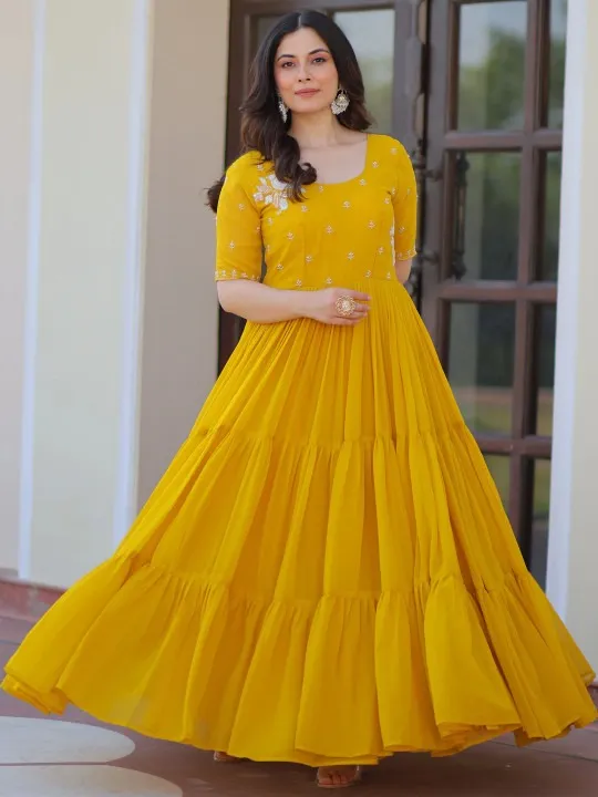Orange Embroidered Maxi Dress — view 1