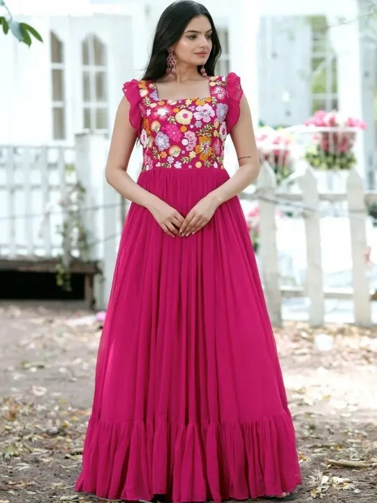 Red Embroidered Maxi Dress — view 1