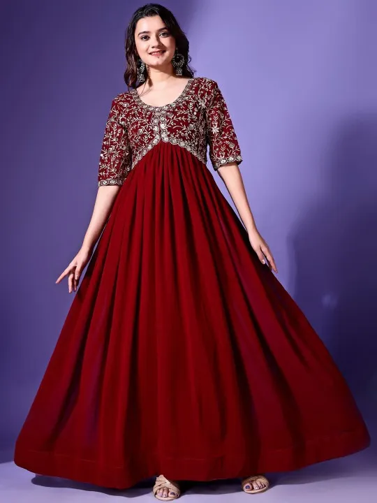 Red Embroidered Maxi Dress — view 1