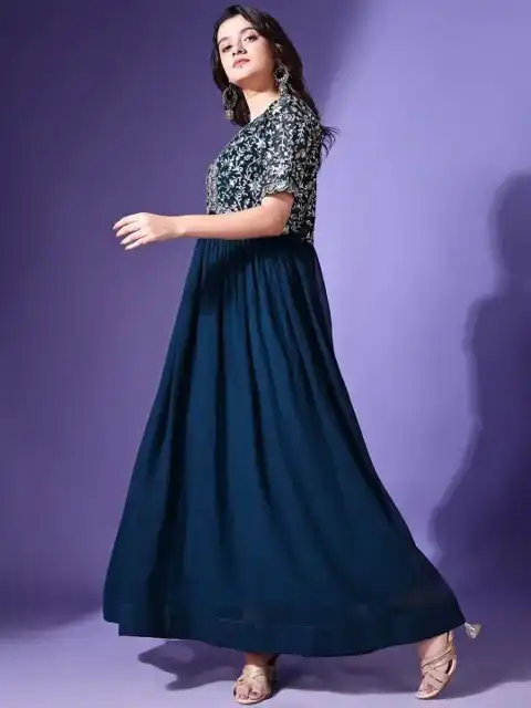 Black Embroidered Maxi Dress — view 4