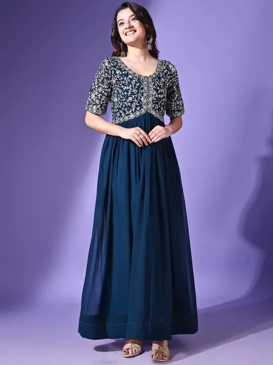 Black Embroidered Maxi Dress — view 1