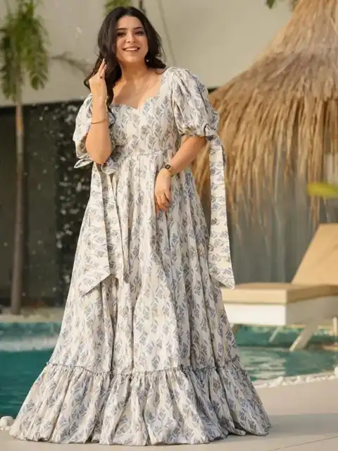 Beige Floral Maxi Dress — view 1