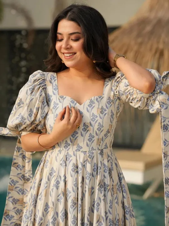 Beige Floral Maxi Dress — view 2