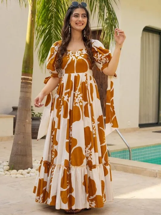 Orange Floral Maxi Dress — view 1