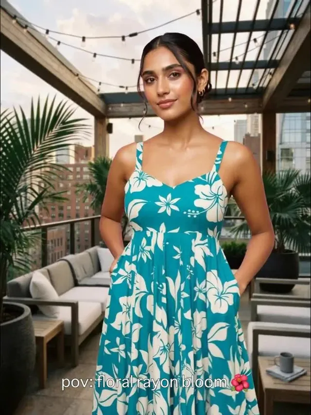 Blue Floral Maxi Dress — view 3