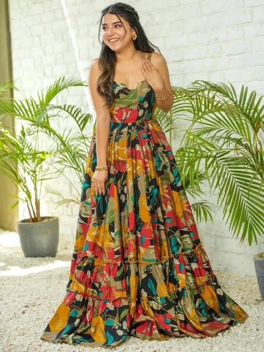 Brown Floral Maxi Dress — view 1
