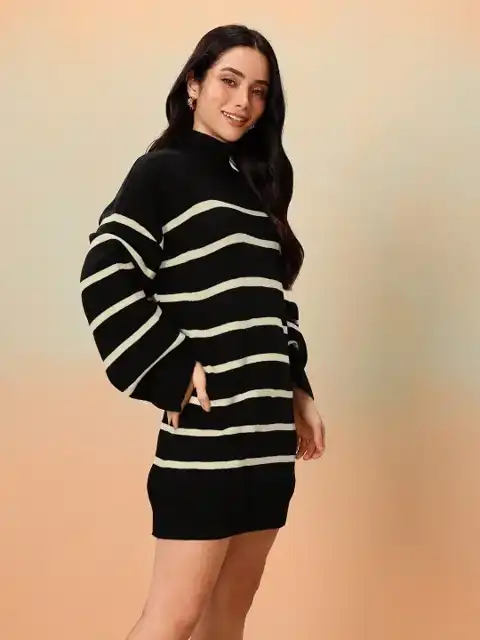 Black Striped Mini Dress — view 3