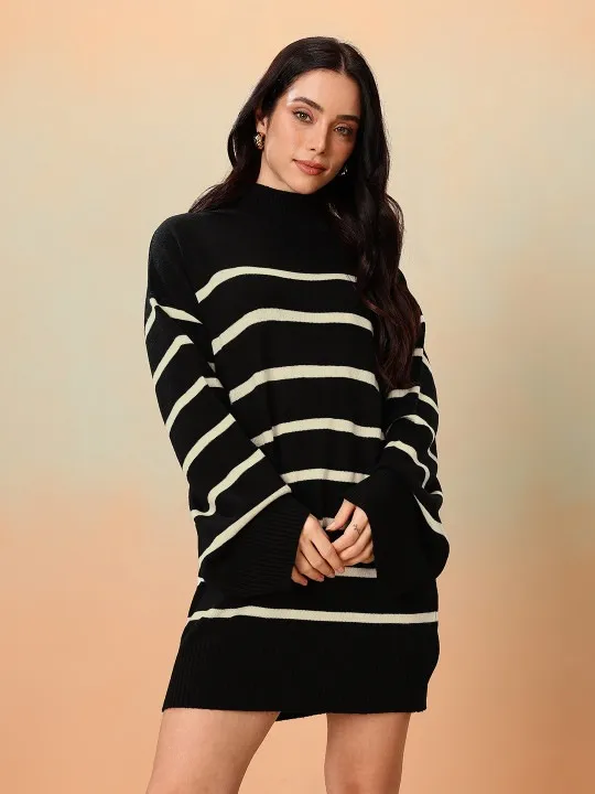 Black Striped Mini Dress — view 2