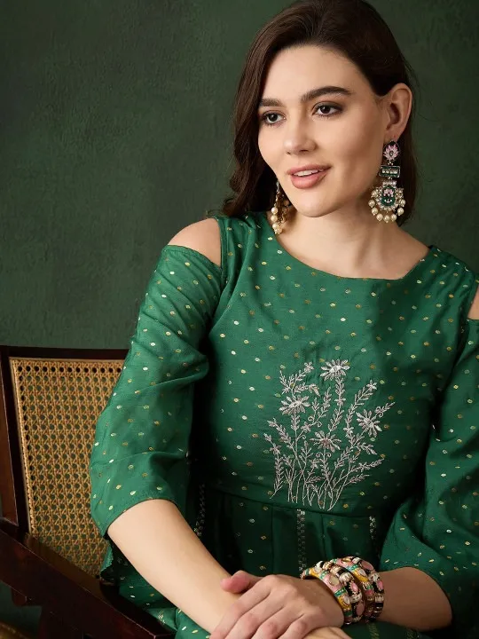 Green Embroidered Maxi Dress — view 2