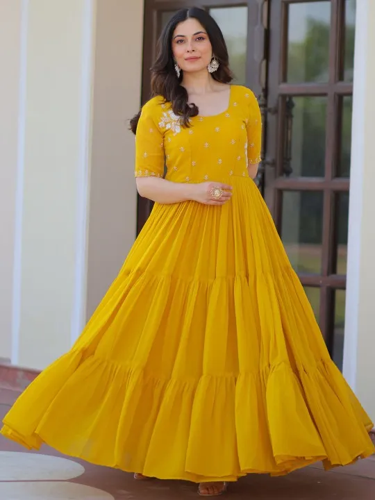 Orange Embroidered Maxi Dress — view 1