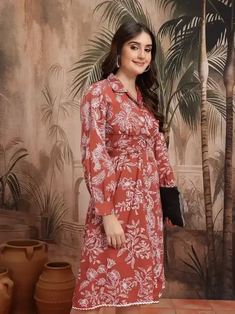 Brown Floral Maxi Dress — view 3