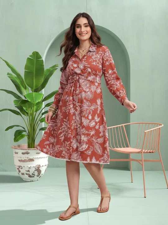 Brown Floral Maxi Dress — view 1
