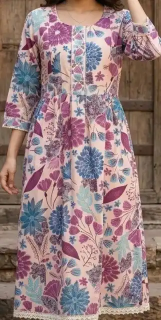 Purple Floral Midi Dress — view 1