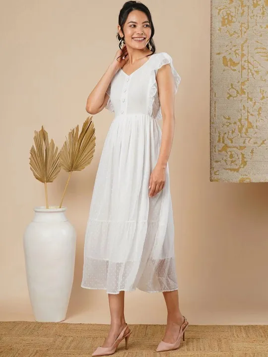 White Printed Maxi Dress — view 4