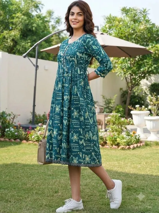 Green Printed Maxi Dress — view 2