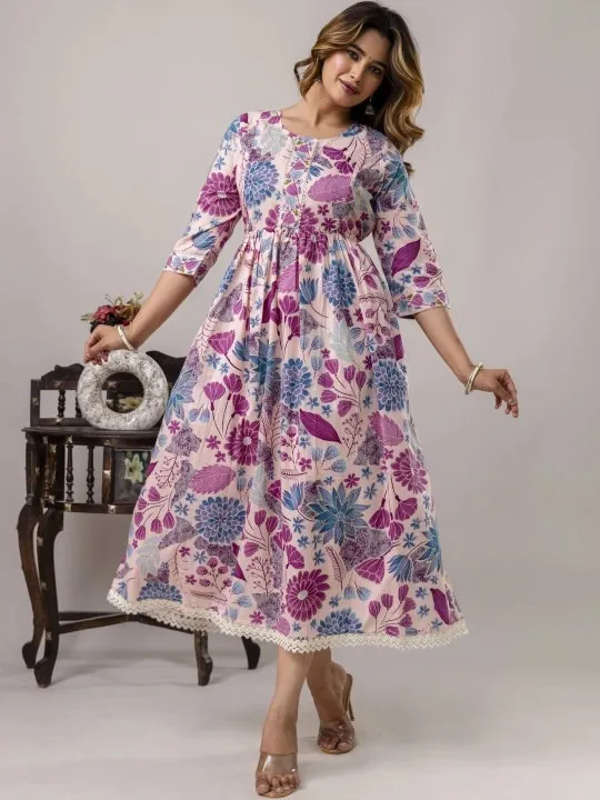 Purple Printed Maxi Dress — view 1