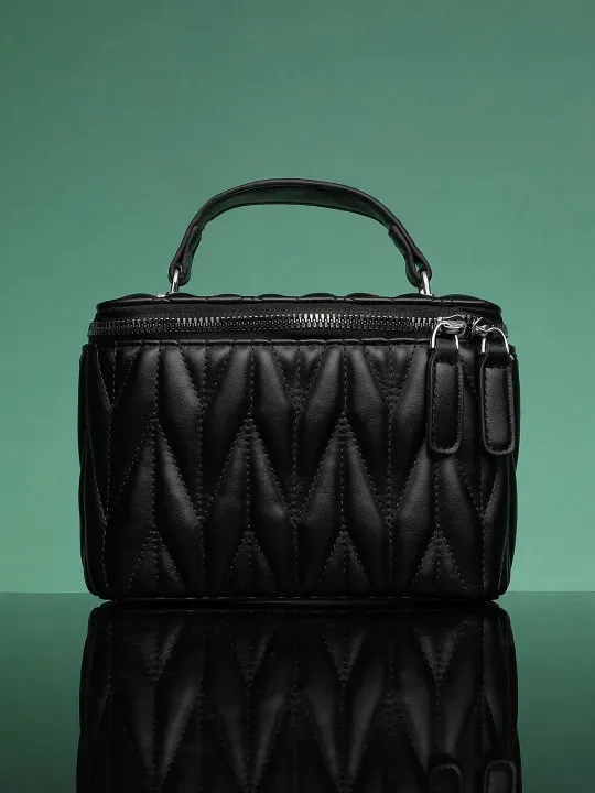 Black Quilted Handheld Bag — view 1