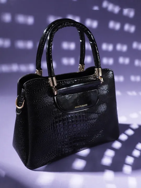 Black Textured Handheld Bag — view 1