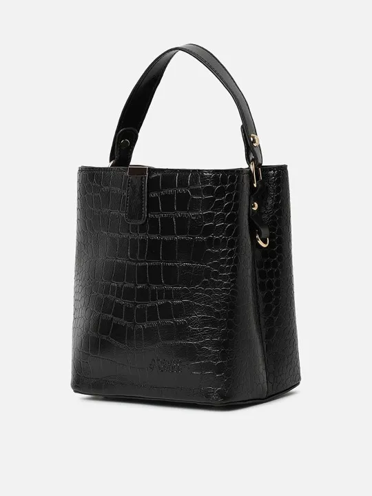 Black Textured Shoulder Bag — view 2