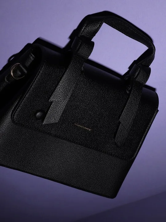 Black Textured Handheld Bag — view 1