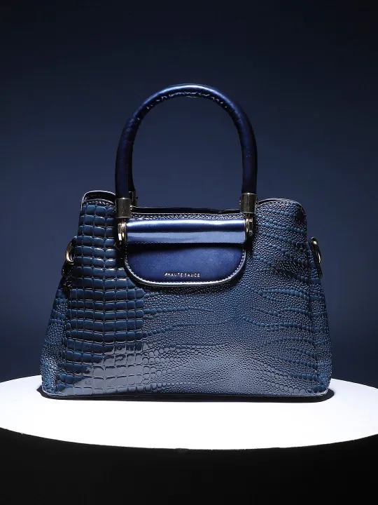 Blue Textured Handheld Bag — view 1