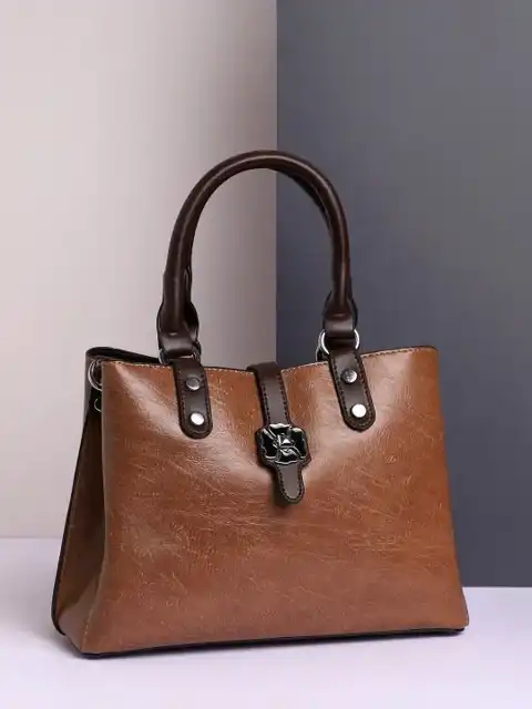 Brown Textured Handheld Bag — view 1