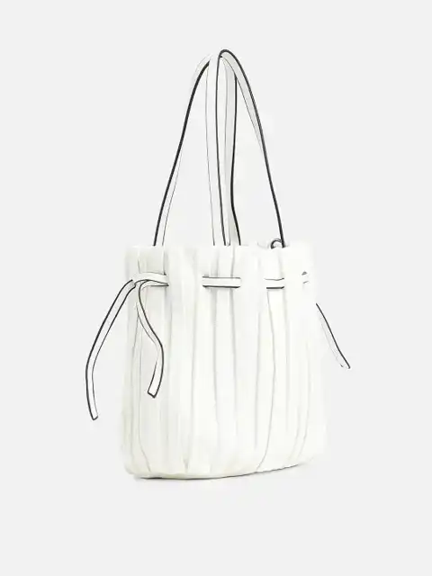 White Textured Handheld Bag — view 3