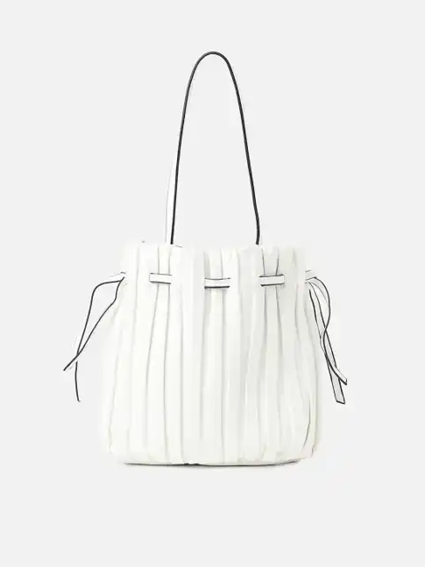 White Textured Handheld Bag — view 4