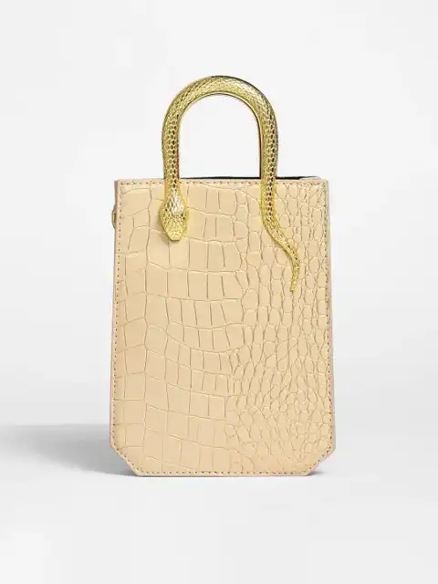 Beige Textured Handheld Bag — view 3
